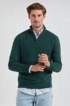 Maglione McGregor Half Zip in misto lana merino verde pino Model / Voorkant
