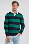 McGregor Rugbyshirt Streifen Navy Grün Model / Voorkant