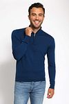 Suitable Merino Half Zip Trui Indigo Blauw Model / Voorkant met Bram