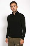 Suitable Merino Half Zip Sweater Black Model / Voorkant with Bram