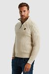 PME Legend Knitted Half Zip Pullover Ecru Model / Zijkant