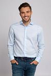 Profuomo Shirt Cutaway Blue Model / Voorkant with Bram