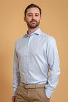 Profuomo Travel Shirt Blauw Model / Voorkant met Emiel