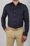 Suitable Shirt Linen Navy Model / Voorkant