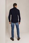 State Of Art Overhemd Fine Corduroy Ruit Navy Model / Achterkant