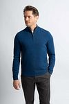 Steppin' Out Half Zip Pullover Merinowolle Marine Blau Model / Detail