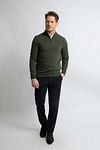 Steppin' Out Half Zip Trui Merinowol Olijfgroen Model / Voorkant