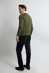 Steppin' Out Jersey de algodón y cashmere con cuello de pico verde oliva Model / Achterkant