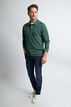 Steppin' Out longsleeve polo z piqué, klasyczne, ciemnozielone Model / Voorkant