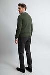 Steppin' Out sweter z dekoltem w serek z wełny merynosów, oliwkowozielony Model / Achterkant