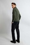 Steppin' Out sweter z krótkim zamkiem (Half Zip) z wełny merino, oliwkowozielony Model / Achterkant