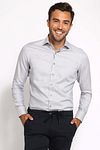 Suitable Camicia Twill Print Beige Model / Voorkant con Bram