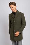 Abrigo Suitable de lana en twill verde oscuro Model / Voorkant