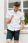 Suitable Chemise Manches Courtes Blanc Model / Voorkant avec Bram
