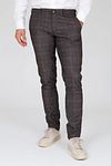 Suitable Chino Pico w kratę brązowe Model / Voorkant z Emiel