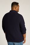 Tommy Hilfiger Big & Tall jersey estructurado con media cremallera en azul marino Model / Achterkant