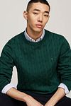 Tommy Hilfiger Pullover Cable Donkergroen Model / Detail
