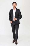 Traje Suitable Toulon Serge Wool liso negro Model / Voorkant con Emiel