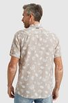 Camicia a maniche corte Vanguard in lino beige Model / Achterkant