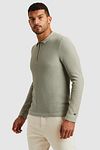 Cast Iron Long Sleeve Half Zip Poloshirt Structure Vert clair Model / Zijkant