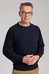 William Lockie Sweter z jagnięcej wełny z okrągłym dekoltem Midnight Mix Navy Model / Voorkant
