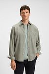BOSS Relegant Shirt Corduroy Green Model / Voorkant