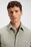 BOSS Relegant Shirt Corduroy Green Model / Detail