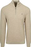 Gant Half Zip Trui Micro Textured Beige kopen | Suitable