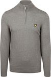 Lyle & Scott Halv Zip Pullover i Grå Merinould KN2112VC-T28