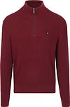 Tommy Hilfiger Half Zip Kabel Pullover Bordeaux MW0MW36527-VLP