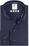 R2 Strikket Reise Skjorte Herringbone Navy 130.WSP.005-010