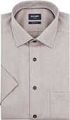 Olymp Luxor Short Sleeve Overhemd Structure Taupe 124612-27 kopen | Suitable