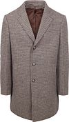 Suitable Manteau Mix Laine Pepita Beige Camel
