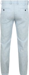 Suitable Chino Pico Pleat Cotton Linen Glencheck Lichtblauw Product / Achterkant