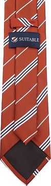 Suitable Krawatte Seide Streif Rot Product / Achterkant