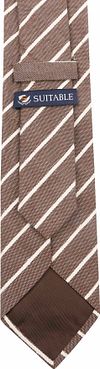 Suitable Cravatta in lino a righe marrone Product / Achterkant