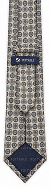 Suitable Seide Krawatte Print Beige
