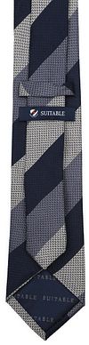 Suitable Krawatte Seide Wide Stripe Navy Product / Achterkant