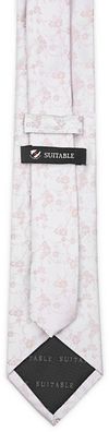 Suitable Corbata De Seda Floral Off-White Product / Achterkant