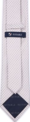 Jedwabny krawat Suitable w kropki w kolorze off-white Product / Achterkant