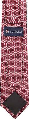 Suitable Stropdas Zijde Print Rood Product / Achterkant