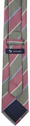 Suitable Stropdas Zijde Triple Stripe Groen Product / Achterkant