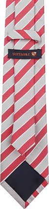 Stropdas Zijde Rood Grijs Streep Product / Achterkant