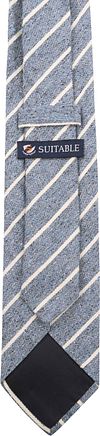 Suitable Cravatta in lino a righe blu Product / Achterkant
