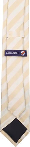 Suitable Krawatte Seide Streif Beige Product / Achterkant