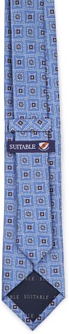 Suitable Stropdas Zijde Print Blauw Product / Achterkant