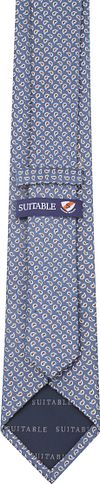 Suitable Stropdas Zijde Paisley Donkerblauw Product / Achterkant