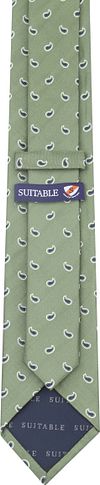 Suitable Stropdas Zijde Paisley Groen Product / Achterkant