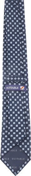 Suitable Krawatte Seide Blumen Navy Product / Achterkant