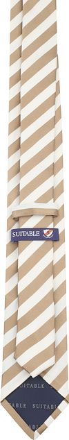 Suitable Krawatte Seide Streif Beige Product / Achterkant